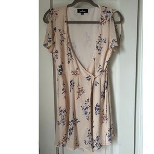 lulus Dress Woman's Size XS  fowler blush pink floral wrap mini dress
